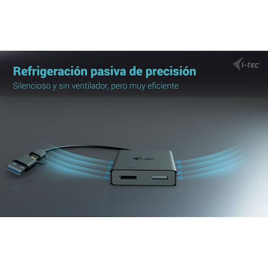 i-tec USB-A / USB-C Docking Station mit DisplayPort 4K und Verbindung 2 Monitore Schwarz
