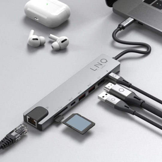 LinQ USB-C Docking Station με HDMI 4K PD Ethernet Μαύρο (LQ48010)