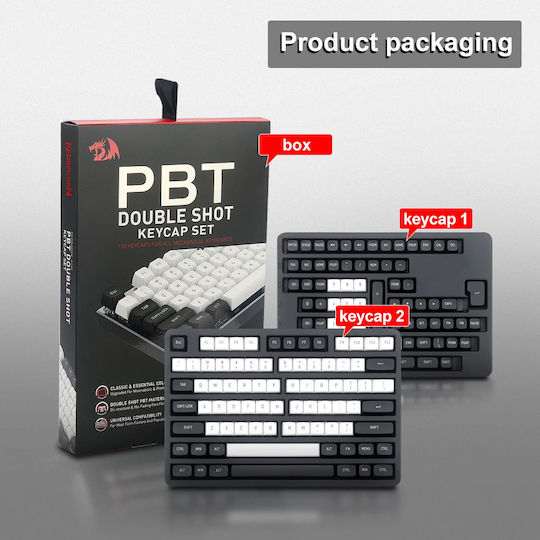Redragon A132 Keycap CSA PBT Black / White