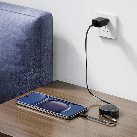 Acefast Cablu Extensibil USB 2.0 USB-C Masculin - USB-C 60W Power Delivery Negru 0.8m