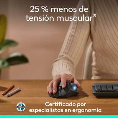 Logitech Ergo M575S Ασύρματο Bluetooth Ποντίκι με Trackball Graphite