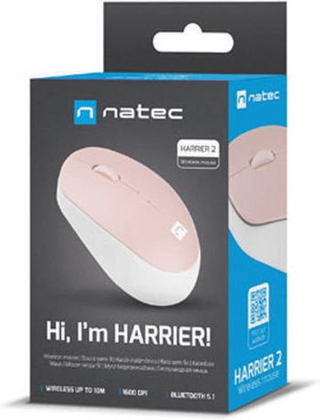 Natec Harrier 2 Ασύρματο Ποντίκι White/Pink