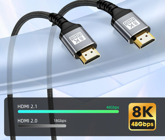 Naxius HDMI 2.1 Ultra High Speed 48Gbps 4K 120Hz HDR VRR Kabel HDMI-Stecker - HDMI-Stecker 0,5m Schwarzes