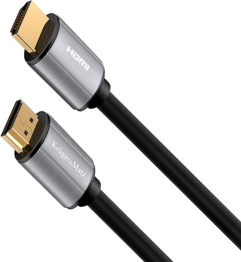 Kruger & Matz HDMI 2.0 Premium High Speed 4K 60Hz HDR Cable HDMI male - HDMI male 1m Μαύρο