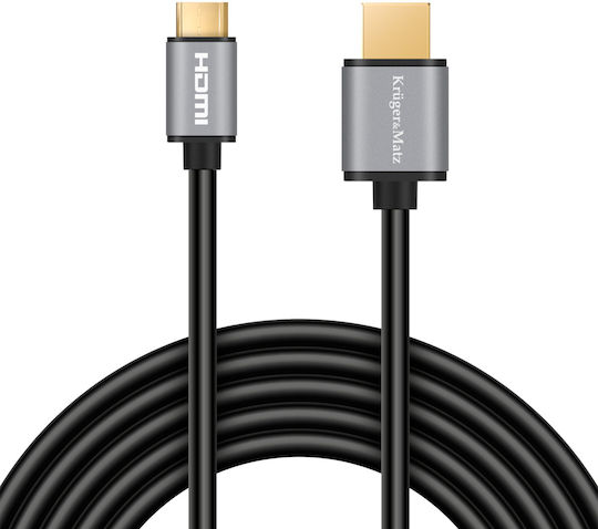 Kruger & Matz HDMI 2.0 Premium High Speed 4K 60Hz HDR Cable HDMI male - mini HDMI male 1.8m Μαύρο