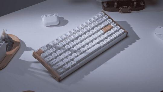 Keychron K2 HE K2H-Q1 Wireless Gaming Mechanical Keyboard 75% with Gateron Double-Rail Magnetic Nebula Switches and RGB Lighting English US White Special Wood Edition