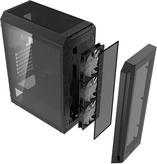 Adata Valor Air Plus Gaming Midi Tower Κουτί Υπολογιστή με Πλαϊνό Παράθυρο και ARGB Φωτισμό Μαύρο