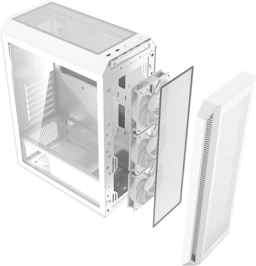 Adata Valor Air Plus Gaming Midi Tower Computer Case with Side Window and ARGB Lighting White