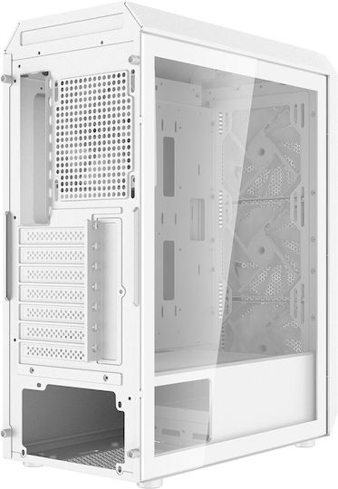 Adata Valor Air Plus Gaming Midi Tower Computer Case with Side Window and ARGB Lighting White
