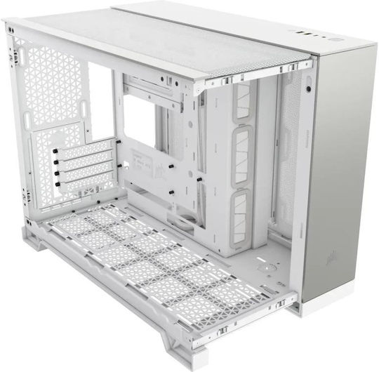 Corsair 2500X Gaming Mikro-Turm Computergehäuse mit Seitenfenster Weiß/Satin-Graues Aluminium