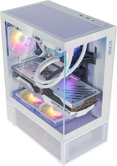 Adata Invader X Gaming Midi Tower Κουτί Υπολογιστή με Πλαϊνό Παράθυρο και RGB Φωτισμό Λευκό