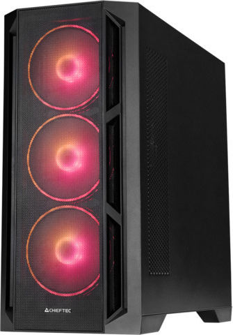 Chieftec Apex Lumo Gaming Midi-Turm Computergehäuse mit Seitenfenster und RGB-Beleuchtung Schwarz
