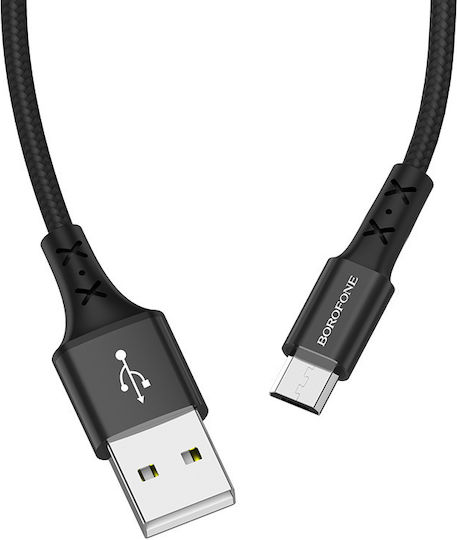 Borofone Braided USB 2.0 to micro USB Cable Μαύρο 1m (BX20)