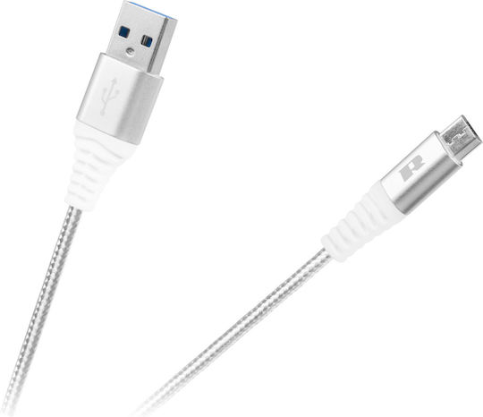 Rebel Плетена USB 2.0 до микро USB кабел Бял 0.5м (RB-6000-050-W) 1бр