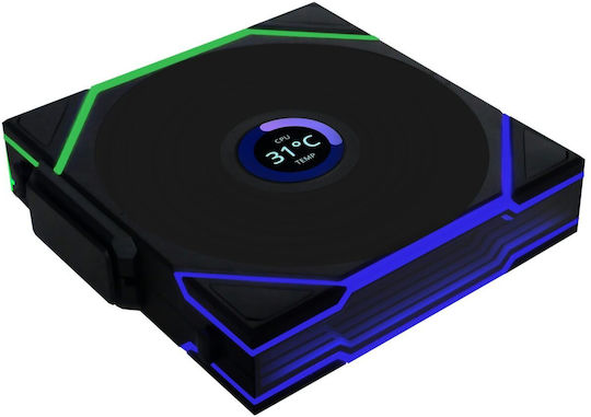 Lian Li UNI FAN TL-LCD Безжичен Вентилатор За Кутия 120мм (1900 Оборота / 54.3cfm) с ARGB Осветление 3бр