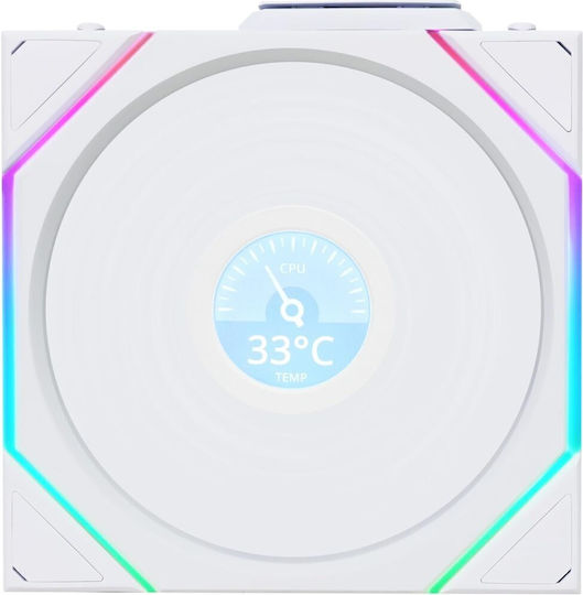 Lian Li UNI FAN TL Wireless LCD Reverse Blade Case Fan 120mm (1900rpm / 54.3cfm) with ARGB Lighting and 4-Pin PWM / 9-Pin White Connection