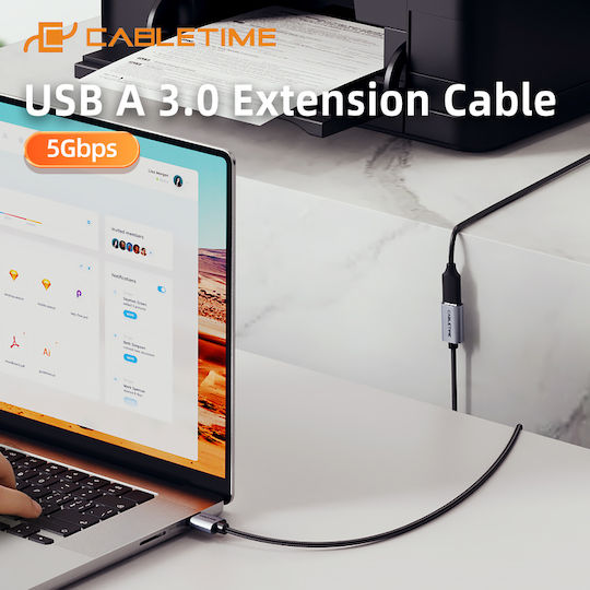 Cabletime USB 2.0 Кабел USB-A мъжки - USB-A женски Черен 3m CT-AMAF1-AG3