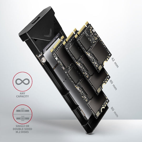 Axagon Θήκη για Σκληρό Δίσκο M.2 PCI Express NVME με σύνδεση Type-C