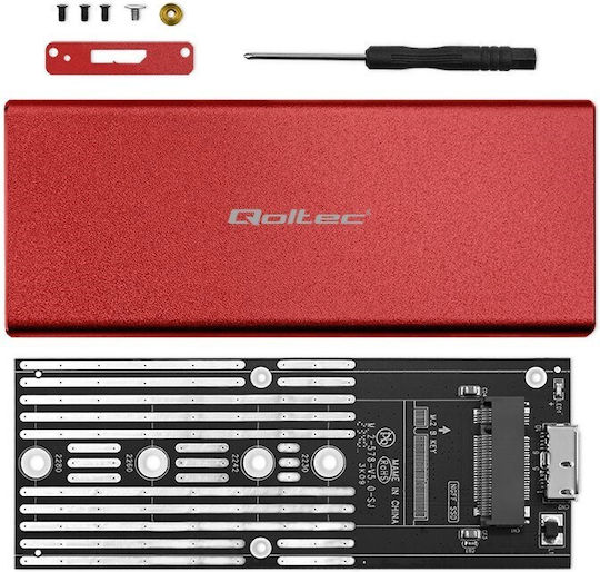 Qoltec Case for Hard Drive M.2 SATA III with Connection USB 3.0 Red