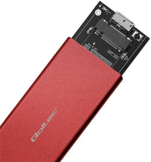 Qoltec Case for Hard Drive M.2 SATA III with Connection USB 3.0 Red