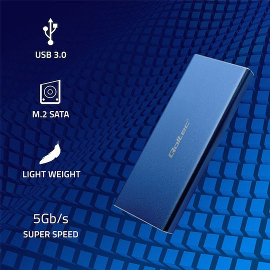 Qoltec Case for Hard Drive M.2 SATA III with Connection USB 3.0 Blue