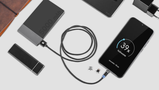 Rebel Magnetic USB to Type-C / Lightning / micro USB 1m Cable (RB-6004-100-B)