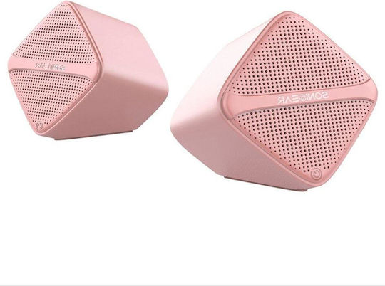Sonic Gear Cube Ηχεία Υπολογιστή 2.0 με Ισχύ 6W σε Ροζ Χρώμα
