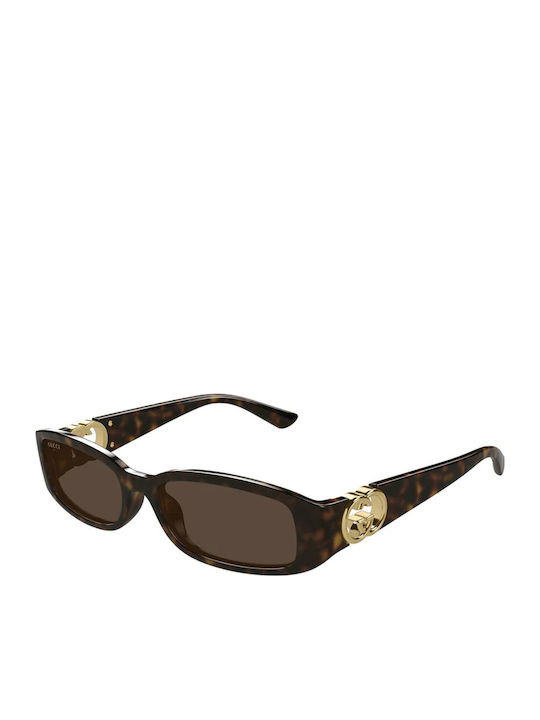 Gucci Γυναικεία Γυαλιά Ηλίου με Καφέ Ταρταρούγα Κοκκάλινο Σκελετό και Καφέ Φακό GG1661s 002