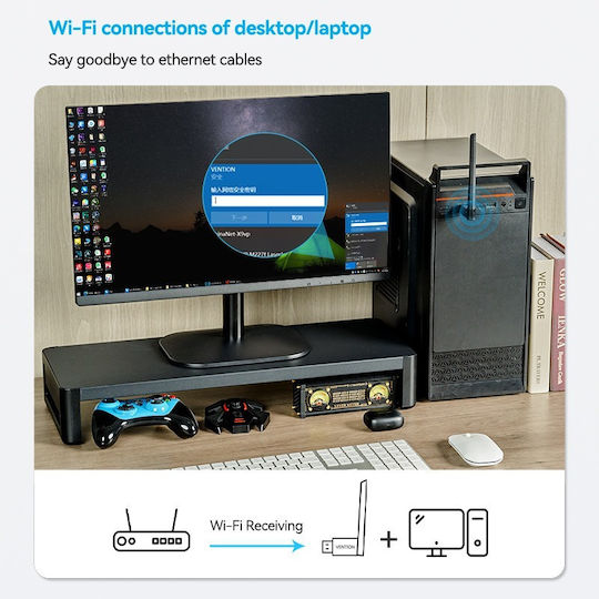 Vention KDTB0 Αντάπτορας Δικτύου USB με Ασύρματη Σύνδεση Wi-Fi