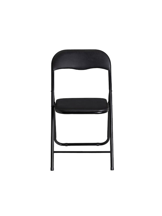 Foldable Kitchen Metallic Chair Black Velvet-Black Metal 44x47x79cm