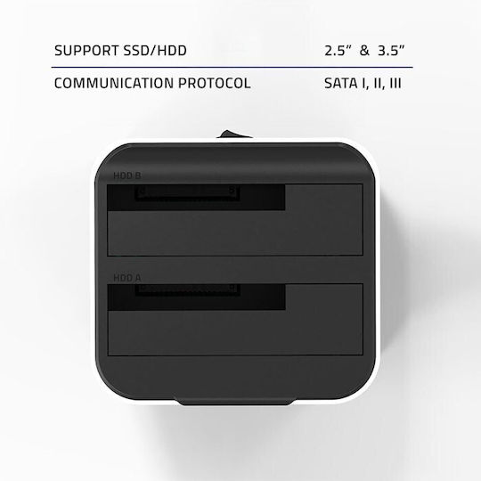 Qoltec Docking Station for 2 Hard Drives SATA 2.5" / 3.5" with Connection USB 3.0 (50309)