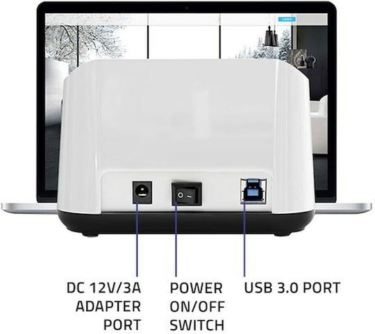 Qoltec Docking Station for 2 Hard Drives SATA 2.5" / 3.5" with Connection USB 3.0 (50309)