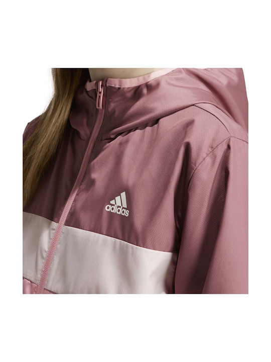 Tiberio Kids Sports Windproof Jacket with Hood Pink