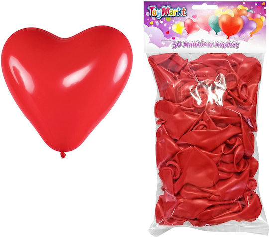 Set of 50 Balloons Red Valentine's Day Hearts 23cm