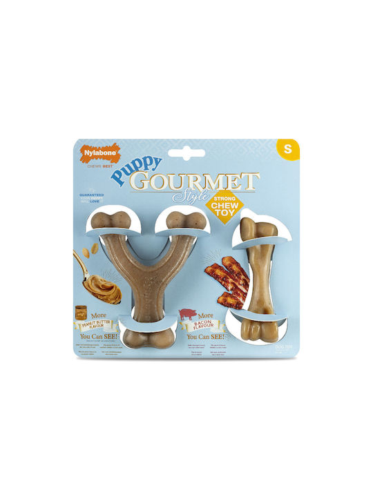 Nylabone Dog Teething Chew Brown Peanut Butter Artificial Bacon S