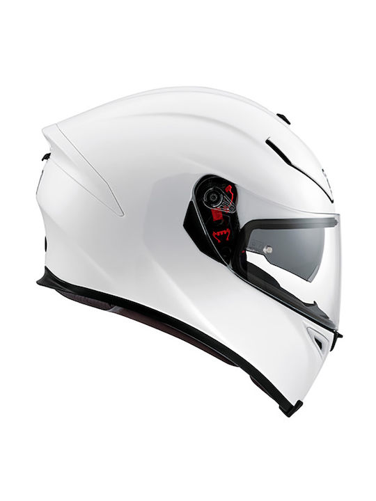 AGV K5 S Solid Pearl White Motorcycle Helmet Full Face ECE 22.06 1390gr with Pinlock and Sunvisor 0041A4MY.005