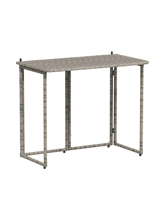 Outdoor Dinner Foldable Rattan Table Grey 90x51x75cm