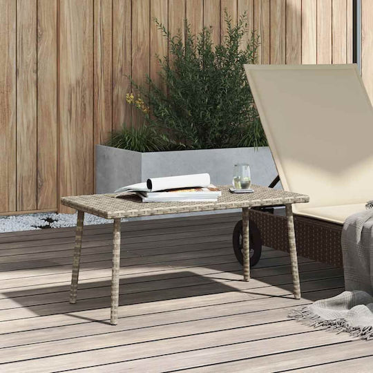 Sitting Room Outdoor Free Standing Rattan Table Light Grey 80x40x37cm