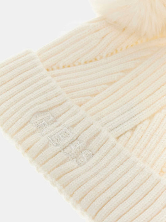 Beanie Unisex Beanie with Rib Knit in Beige color