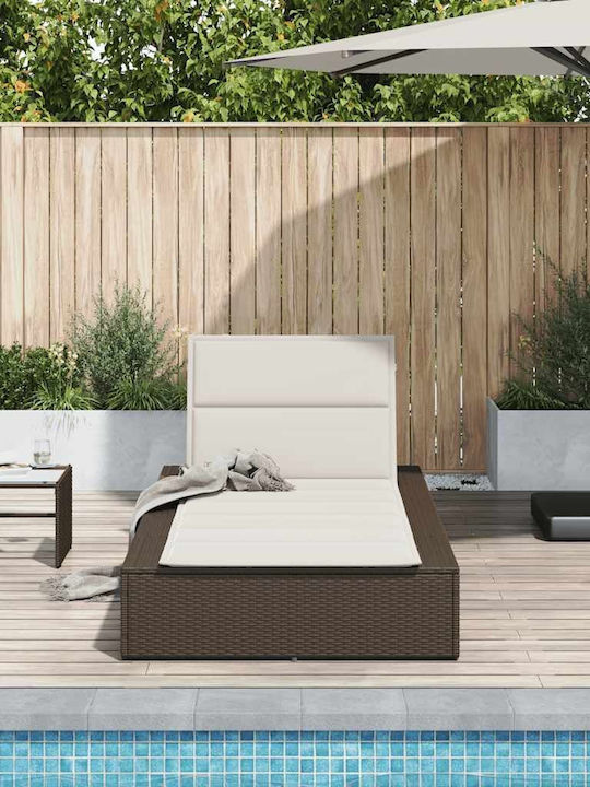 Liegestuhl Rattan mit Kissen Braun 210x100x28cm.