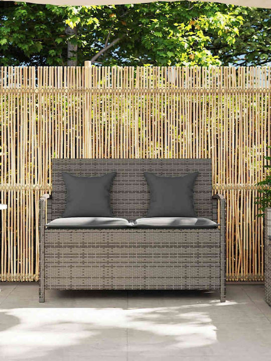 Bank Außenbereich Rattan mit Truhe und Kissen