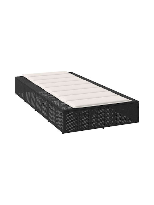 Ξαπλώστρα Rattan με Μαξιλάρι Μαύρη 210x100x28εκ.
