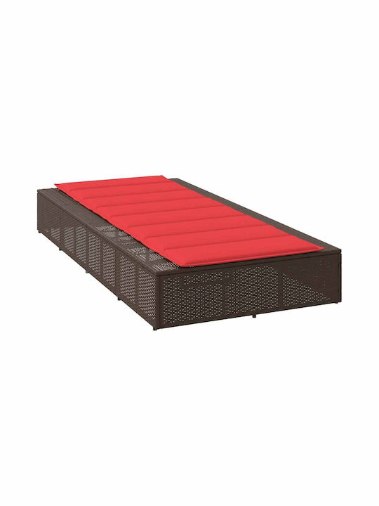 Градински и басейнови шезлонги Rattan с Кафява Възглавница 210x100x28см