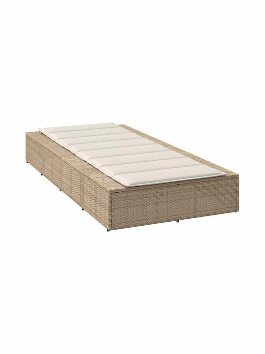 Градински и басейнови шезлонги Rattan с бежово възглавнично легло 210x100x28см
