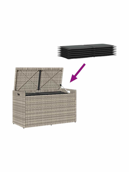 Outdoor Bench Rattan with Chest and Cushions 95x39.5x57cm