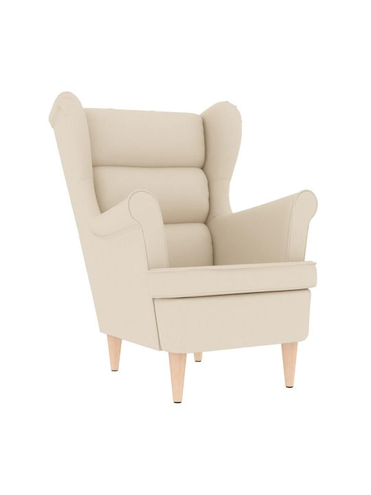 Armchair with Footstool White 74x84x100cm