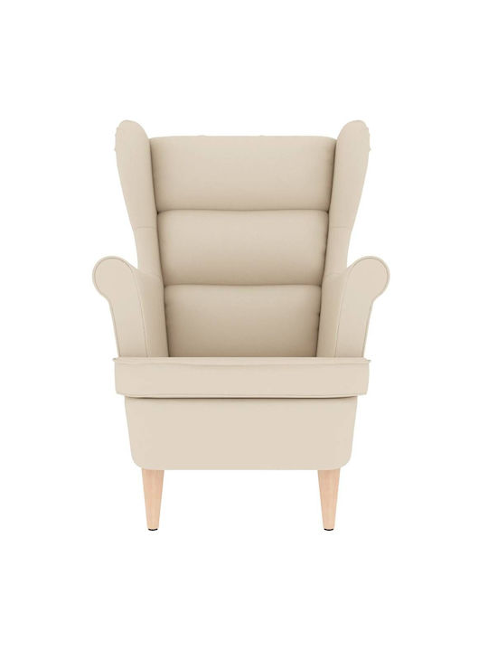 Armchair with Footstool White 74x84x100cm
