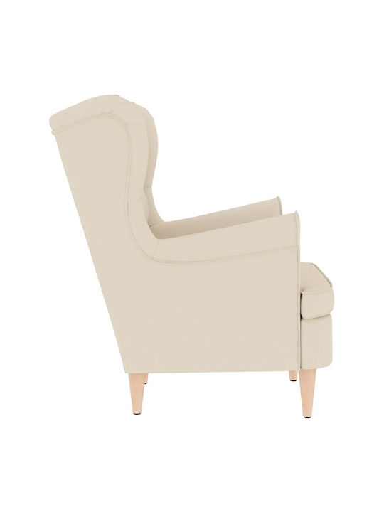 Armchair with Footstool White 74x84x100cm