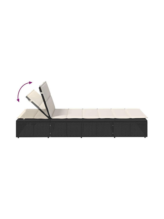 Ξαπλώστρα Rattan με Μαξιλάρι Μαύρη 210x100x28εκ.