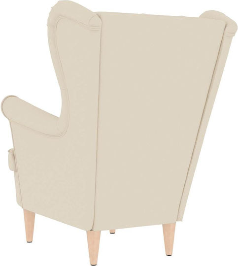 Armchair with Footstool White 74x84x100cm